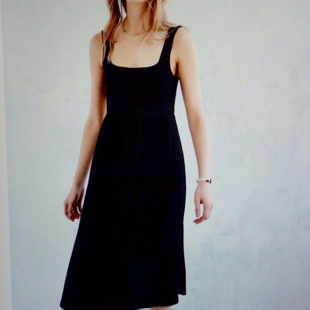 Silence + Noise navy square neck midi tank dress New M